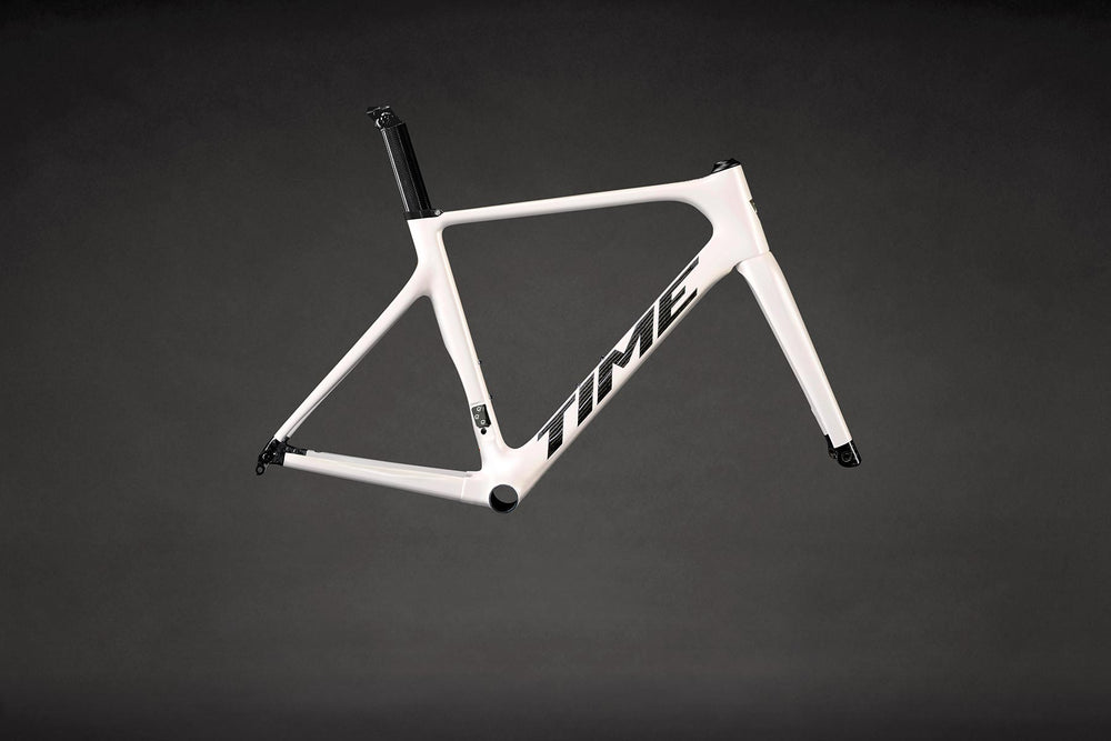 TIME SCYLON carbon road frameset in S03 Pearl White colorway, full frameset studio shot
