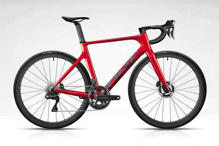 TIME Scylon in S03 Brilliant Red on white background with LTD Edition Ultegra Power build kit, available this holiday season while supplies last