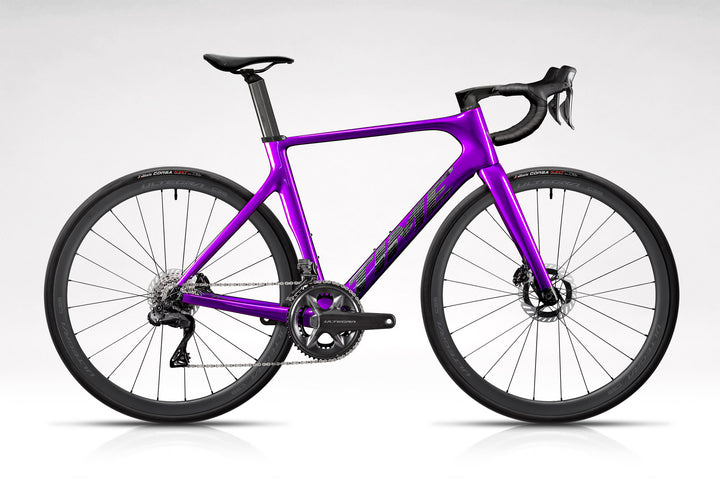 TIME Scylon in S04 Brilliant Purple on white background with LTD Edition Ultegra Power build kit, available this holiday season while supplies last